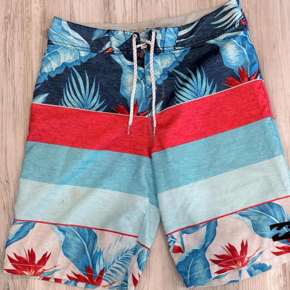 Billabong Red and Blue Tropical Board Shorts
